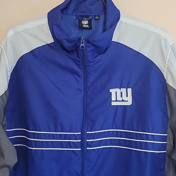 New York Giants Reebok SI NFL Blue Windbreaker Jacket Men's Large - Picture 2 of 13